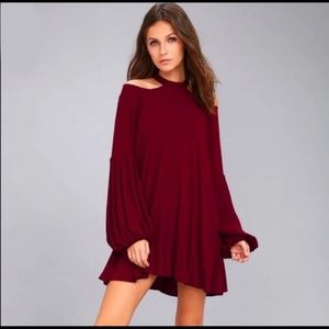 FREE PEOPLE long sleeve lantern swing dress